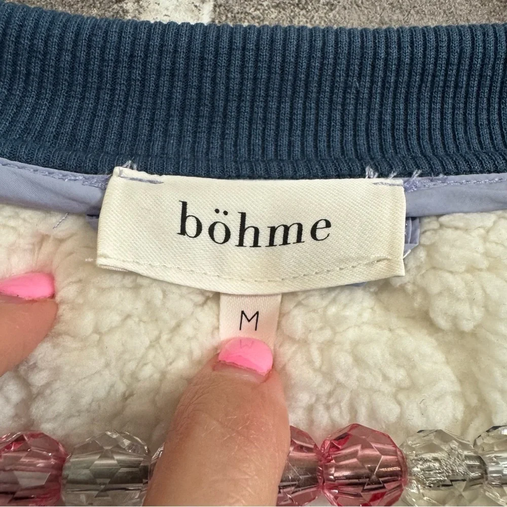 Bohme KYLAN CONTRAST PULLOVER Sherpa fleece cream purple oversized sweater - Picture 5 of 12